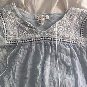 Embroidered light blue top